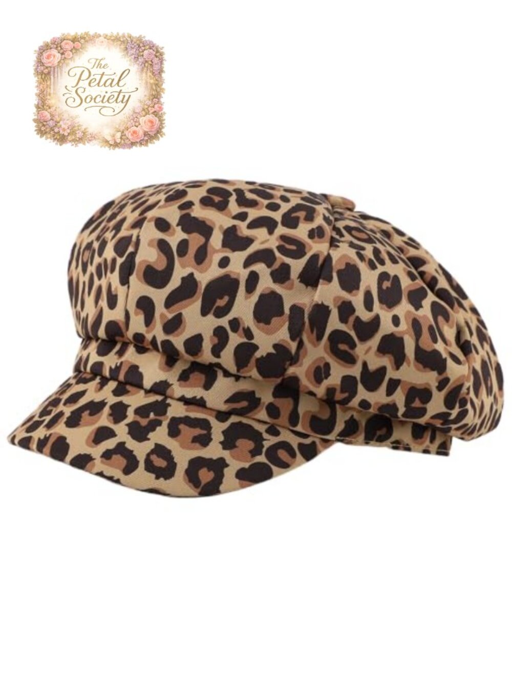 Women Leopard Cow Print Beret Bakerboy Hat 8-Panel Newsboy Cap Spring